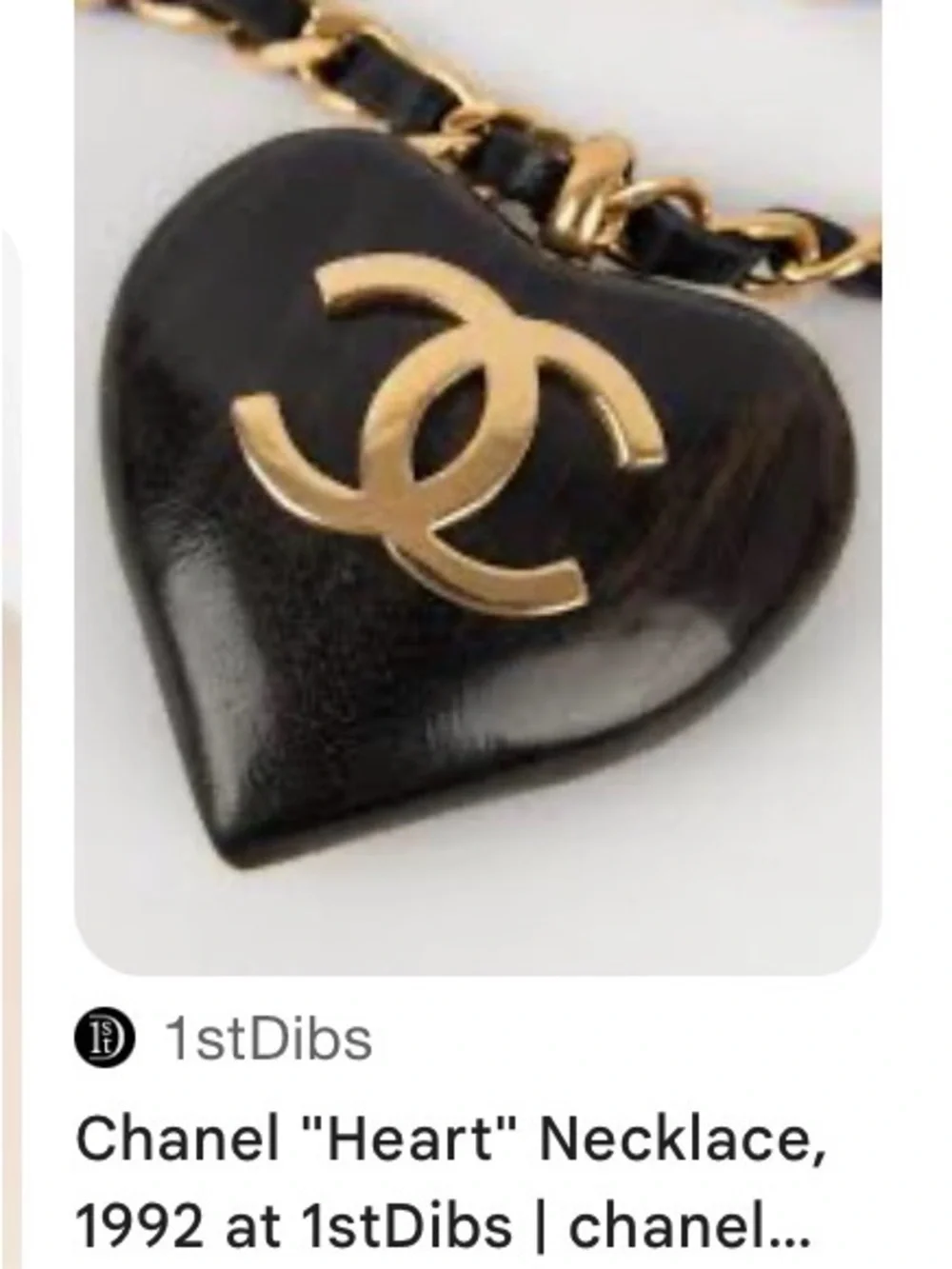 Rare🔥Chanel 1992 Large Wood heart 24K Gold Plated Hardware Necklace